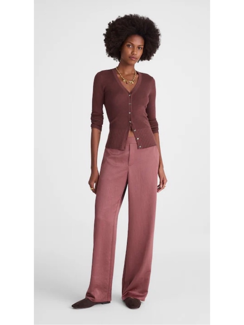 NWT Madewell The Easy Pull-On Satin Pant in Burnt Soil - Size XS